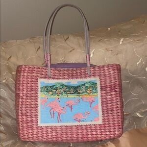 Chic Flamingo Pink Woven Tote Bag